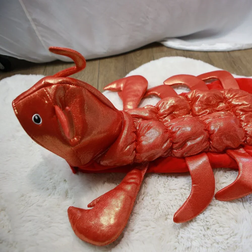 Pet Costume Halloween Metallic Scarlet Lobster Crawdad Crustacean Velcro Dog XL